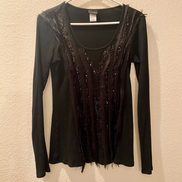 Daytrip Scoop Neck Black Sequin Top - Picture 5 of 6